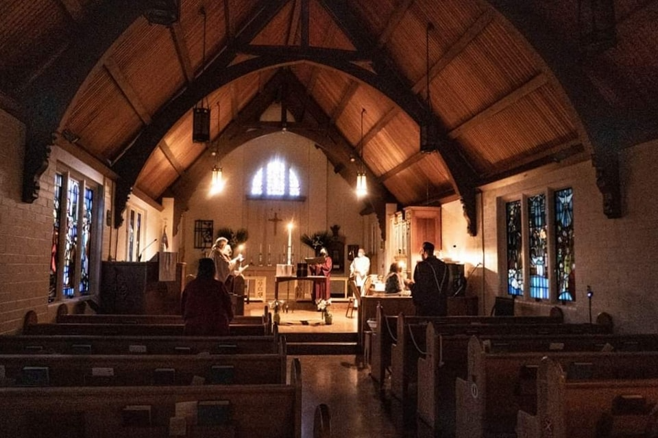 Worship inside St. David’s sanctuary.